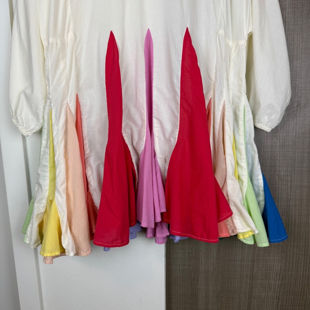 Rhode Resort Ella Mini Dress Pleat Rainbow Color Block Size XS - Picture 6 of 15